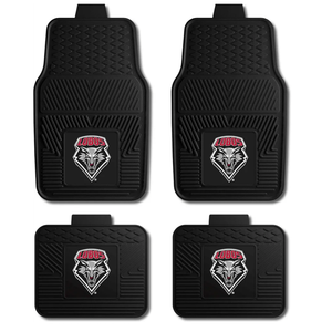 FANMATS 40069 University of New Mexico 4-pc Vinyl Car Mat Set | Black | Front & Rear Car Mats | Lobos Wolf Head Primary Logo FANMATS 40069 University of New Mexico 4-pc Vinyl Car Mat Set | Black | Front & Rear Car Mats | Lobos Wolf Head Primary Logo