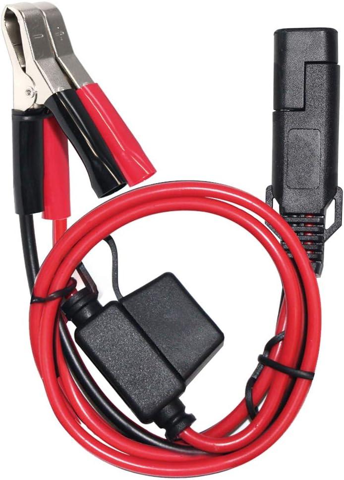 SPARKING 1.5FT 12V Battery Alligator Clip to SAE 2Pin Quick Disconnect Cable SAE to Battery Clamp Cable 7.5A Fuse(1 PACK)