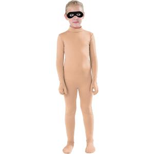 Full Bodysuit Include Felt Eye Mask Kids Dancewear Solid Color Spandex Zentai Child Unitard S