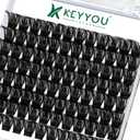 Lash Clusters 96pcs Individual Lashes Y02 D Curl 18mm Cluster Lashes KEYYOU Volume Wispy Lash Extension Soft&Comfortable Easy DIY at Home(Y02 D-18mm)