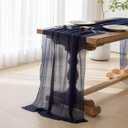 Keketoarrange Navy Blue Cheesecloth Table Runner Rustic Gauze 120 Inch 10 FT for Wedding Baby Shower Bridal Shower Birthday Engagement Garden Outdoor Party Long Sheer Boho Summer Home Decorations
