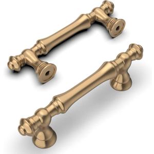 Amerdeco 10 Pack Champagne Bronze Cabinet Pulls 3 Inch(76mm) Hole Center Cabinet Hardware Kitchen Cabinet Handles for Bathroom Drawer Pulls Dresser Pulls ZH0014