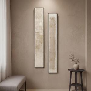 Framed Neutral Beige Abstract Vertical Wall Art Set for Hallway, 2 Piece