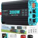 Pure Sine Wave Inverter 2000 Watt, 12V DC to 120V AC Inverters for RV, Truck, Solar, Home, Power Inverter with 3 AC Outlet, 30W USB-C, 5V 3.1A USB, Hardwire Port, Remote Control, Surge 4000W