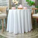 JYFLZQ White Round Tablecloth 70 Inch for 4 Foot Tables Machine Washable Stain Resistant Polyester Fabric Table Cloth Table Cover for Parties Banquet Wedding(Equipped with 4 Napkin Cloth)