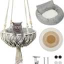 Juexica 3 Pcs Macrame Cat Hammock, Including Hanging Kitten Bed Scratcher Scratch Pad Swing Bed for Small Cat Small Dog(40 x 12 Inch,Cute Style)
