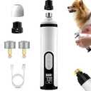 Ayland Silent Groom Pro Nail Grinder, 2025 New Nail Grinder for Dogs and Cats with LED Light & 3 Speeds, 2000mAh USB Rechargeable Dog Nail Trimmer for Thick Nails (1pc+2 Heads)