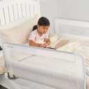 Regalo Safety Double-Sided Swing Down Bed Rail Guard (2-Pack), Toddler Bed Rail for Twin to Queen Beds, Extra Long 43, Reinforced Anchor System, Easy Install, White