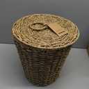 3 Gallons Seagrass Waste Basket with Lid and Liner - Wicker Trash Can