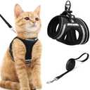 rabbitgoo Cat Harness and Leash Set for Walking Escape Proof, Adjustable Soft Kittens Vest with Reflective Strip for Cats, Comfortable Outdoor Vest, Black, Medium