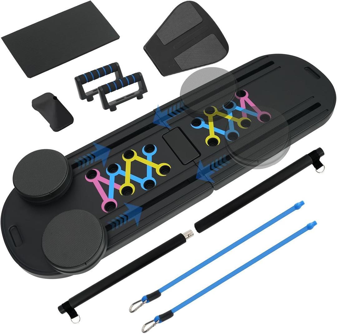 Pilates Board - Pilates Reformer Set, 6 in 1 Pilates Boards for Home Workout, Portable and Foldable Pilates Reformers Machine, Multifunctional Pilates Board for Women (Black)