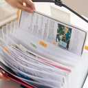 Expanding Accordion File Folder with Labels, 13 Pocket Document Organizer, Letter A4 Size, 1 Pack