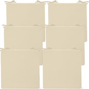 Preboun 6 Pack Outdoor Chair Cushions 19" x 19" x 3" Patio Waterproof Fade Resistant Seat Cushions with Ties Replacement Chair Pads for Patio Furniture Garden Sofa Couch (Beige)
