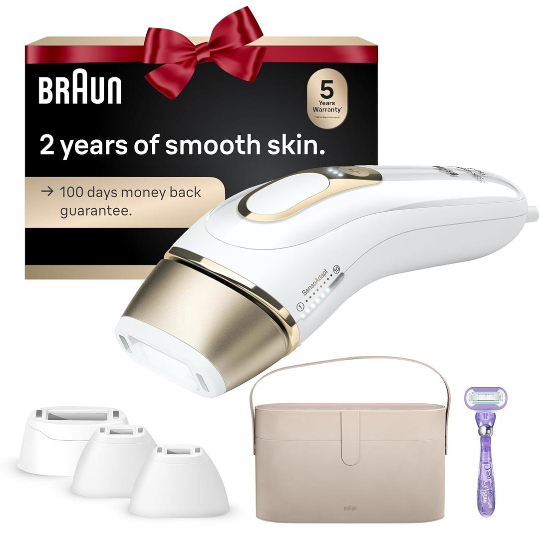 Braun Smart IPL, SilkExpert Pro 5: at Home Laser Hair Removal for Women and Men, Permanent Visible Hair Reduction in Hair Regrowth for Body & Face, Wide Head and Two Precision Heads, IPL5347