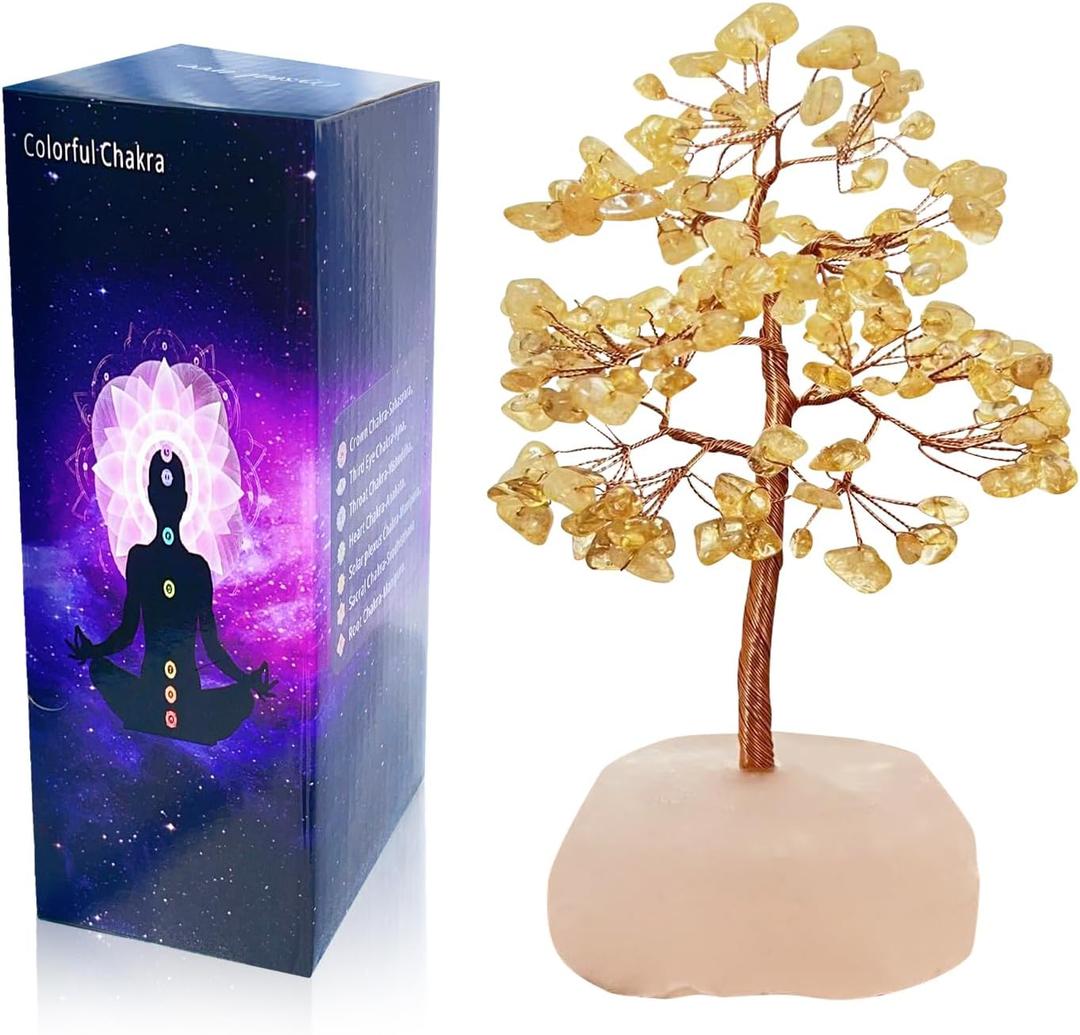 Citrine Crystal Tree Birthday Gifts for Women,Crystal Tree of Life Sister Birthday Gifts for Mom,Home Decor Office Desktop Dcor,Healing Crystals Ener,Feng Shui,Money,Good Luck (Yellow)