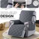 TAOCOCO Waterproof Recliner Chair Covers 30 Inch Wide, Oversized Recliner Covers for Recliner Chair with Pocket, Recliner Slipcovers with Straps Furniture Protector for Kids Pets (30'', Dark Grey)