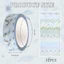 12 Rolls PET Washi Tape Set, Pastel Washi Tape Floral 1.97" W x 76.77" L Watercolor Decorative Craft Tapes with Flower Design for Scrapbooking Gift Wrapping DIY Art Supplies