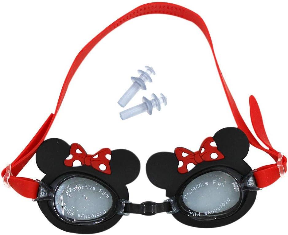 RARITYUS Cute Cartoon Pattern Swim Goggles Waterproof Anti Fog Swimming Goggles for Youth Kids Child (White, S)