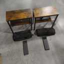 HOOBRO Small Narrow Side Table, Skinny End Table with Charging Station, Extra Slim Nightstand with Storage for Small Spaces, Thin End Table for Living Room, Rustic Brown and Black