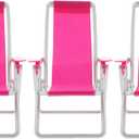 Toyvian 3Pcs Miniature Foldable Beach Chair Dollhouse Furniture Mini Deck Chair Longue Deck Mini Furniture Accessories Accessories Rosy 3