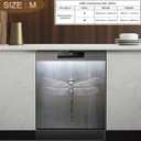 Stainless Steel Dragonfly Magnetic Sticker Dishwasher Cover Kitchen Decor,23x26inch Dishwasher Magnet Cover,Sliver Metal Dishwasher Decal,Refrigerator Panel,Magnetic Dishwasher Sticker