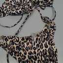 Zuvebamyo Women's Two Piece Bikini Sets Sexy Halter Ring Swimsuit Triangle String Cheeky Bathing Suit (Medium, Leopard)