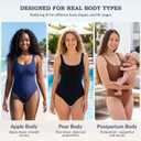 American Trends Tummy Control One Piece Swimsuit for Women, Slimming Bathing Suit with Adjustable Straps for Mom, Beach Pool (Blue, M)