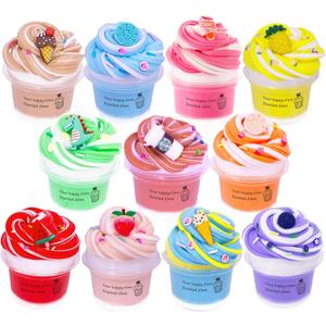 11 Packs Duo Color Butter Slime Kit, Super Soft, Non-Sticky Stress Relief Toy, Party Favors and Birthday Gift for Girls and Boys