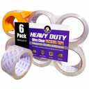 6-Pack Clear Packing Tape with Dispenser, Heavy Duty, Crystal Transparent Packaging Tape for Packing, Shipping, Sealing, Labeling, 1.88 Inches Wide x 60 Yards