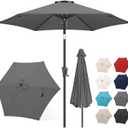 FLAME&SHADE 7.5ft Patio Umbrella - Outdoor Umbrella with Push Button Tilt and Crank for UV Protection, Table Market Umbrella for Garden, Deck, Backyard, Pool and Beach(Anthracite)