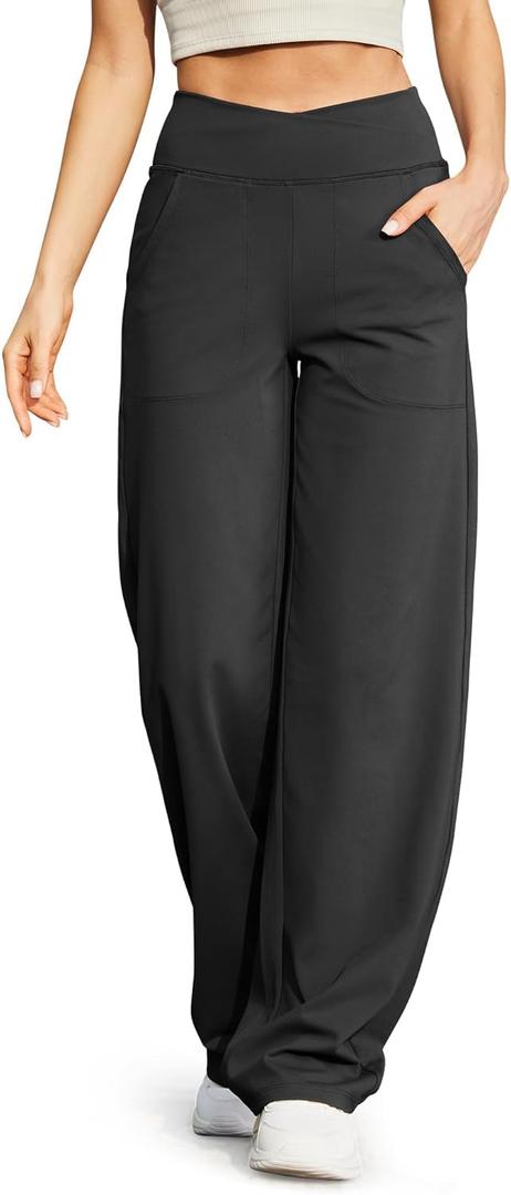 G4Free Wide Leg Pants for Women Loose Yoga Pants with Pockets Petite/Regular/Tall Stretch Casual Lounge Pants (X-Small, Black)