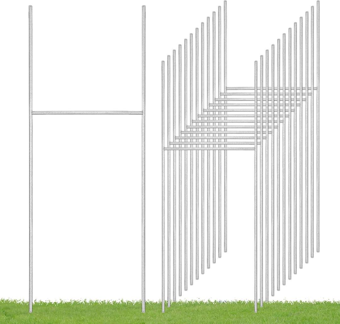 12 Pack Yard Sign Stakes, 17X6 INCH H Frames Metal Stakes for Yard Signs for Ground Outdoor, Yard Sign Holder Stand for Corrugated Plastic Sign, Blank Lawn Sign, Estate Garage Sale