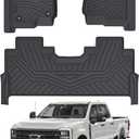 Cartist Floor Mats for 2017-2024 2025 2026 Ford F-250/F-350/F450 Super Duty Crew Cab w/Under Seat Storage, All Weather Floor Liners for F-250 Accessories, Heavy Duty Car Mats, Car Accessories