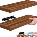Sorbus Floating Shelves for Wall 16 Inch Floating Shelf for Kitchen, Bedroom, Living Room, Bathroom, Home & Wall Decor - Mounted Bathroom Shelves with Invisible Brackets (Walnut, 2 Pack)