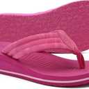COFACE Womens Flip Flops with Comfortable Arch Support Ladies Dressy Lightweight Wedge Flip-Flops Summer Soft Yoga Mat Platform Thong Sandals for Beach, Hot Pink Size 9 (Red)