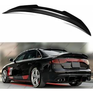 Rear Spoiler Compatible with 2008-2012 Audi A4, PSM Style High Kick Fit for B8, Exterior Duckbill Spoiler Trunk Tail Deck Lid Wing Lip (Glossy Black)
