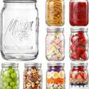 SUT Wide Mouth Mason Jars 32 oz,9 Pack Quart Mason Jars With Airtight lids and Bands,Clear Canning Jars 32 oz for Preserving,Meal Prep,Overnight Oats,Fermenting, Pickling