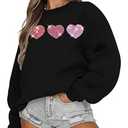 LUKYCILD Love Sweatshirt Women Valentine's Day Shirts Funny Graphic Long Sleeve Lightweight Shirt Holiday Pullover Tops 2XL