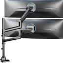 VIVO Pneumatic Arm Dual Ultrawide Monitor Extra Tall Desk Mount for Up to 49 inch Screens, Heavy Duty Clamp, Holds 2 Ultra Wides Up to 44 lbs, Black, STAND-V120K (Dual Mount)