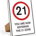 Race Car 21st Birthday Decorations for Men, 8x11 Wooden Sign with Stand, Room Decor F1 Fast Birthday Decor