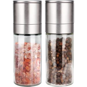 Gulex Salt and Pepper Grinder Set, Pepper Mill, Sea Salt Shaker Grinder Refillable, Adjustable Coarseness, Stainless Steel with Ceramic Rotor(Seasoning not included)