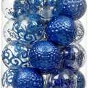 SLKChristmas Tree Ball Shatterproof, 60mm/2.36" Xmas Plastic Balls 6 Style 30 pcs PET Blue