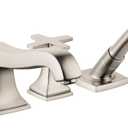 hansgrohe Metropol Classic Classic 2-Handle 17-inch Wide Roman Tub Filler Freestanding Bathtub Faucetand Shower Set in Brushed Nickel, 31449821