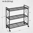 SONGMICS 3-Tier Metal Storage Rack with Wheels, Mesh Shelving Unit with X Side Frames, 31.5-Inch Width, for Entryway, Kitchen, Living Room, Bathroom, Industrial Style, Black UBSC183B01