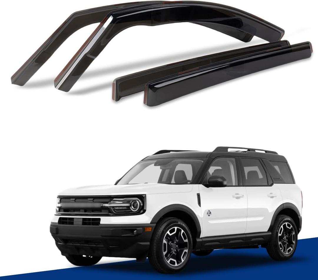 in-Channel Window Visors for 2021-2024 Ford Bronco Sport Rain Guards Sun Shields Window Deflector Wind Vent Visors4PCS