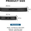 BIBLOZ Stainless Steel Door Sill Protector Compatible with Ford Bronco 2021-2024 2025 2026 Accessories Black Brushed 4 Door Sill Guards Trim(Not for Bronco Sport)