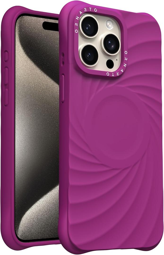 ORNARTO Vortuxe for iPhone 15 Pro Case 6.1" | 2X MIL-STD Drop Protection | Compatible with MagSafe | Sleek Aesthetic Liquid Silicone Phone Cover - Fuchsia