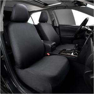 2 PCS Car Front Seat Cover, Solid Color Elastic Fabric Full Wrap Auto Front Seat Protect for Most Vehicles, Dust Proof Washable Split Automotive Seat Cover, Car Accessories (Black)
