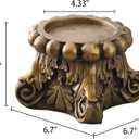 SOFE Ornate Gold Decorative Pillar Stand, Vintage Column Pedestal Stand, 5 Inch Tall Plant Pot Stand Small, Centerpiece Candle Base, Beaded Rim