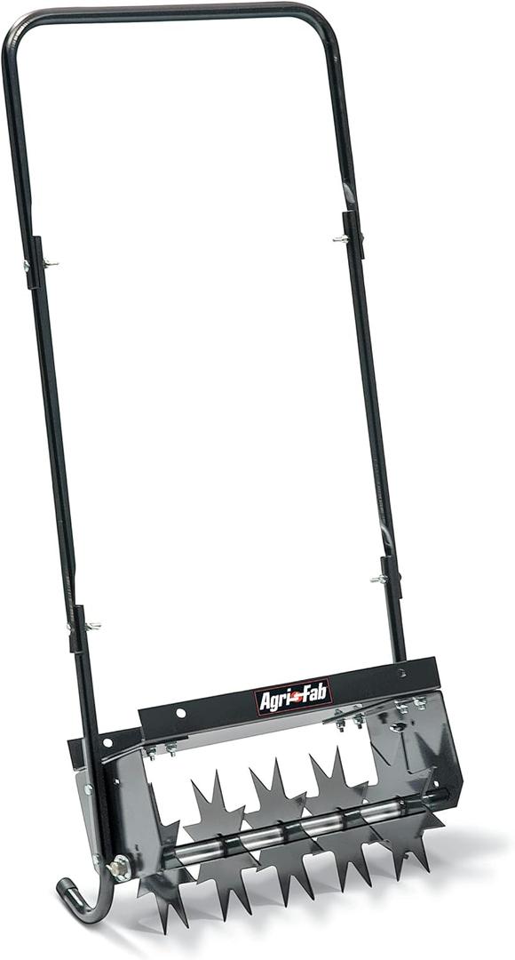 Agri-Fab 45-0365 Push Spike Aerator, 16 Inch Walk Behind Lawn Aerator with 5 Aerating Spikes and 7-Inch Spikes, Steel Weight Tray, 2-1/2 Inches Aeration Depth, for Lawn Care Maintenance